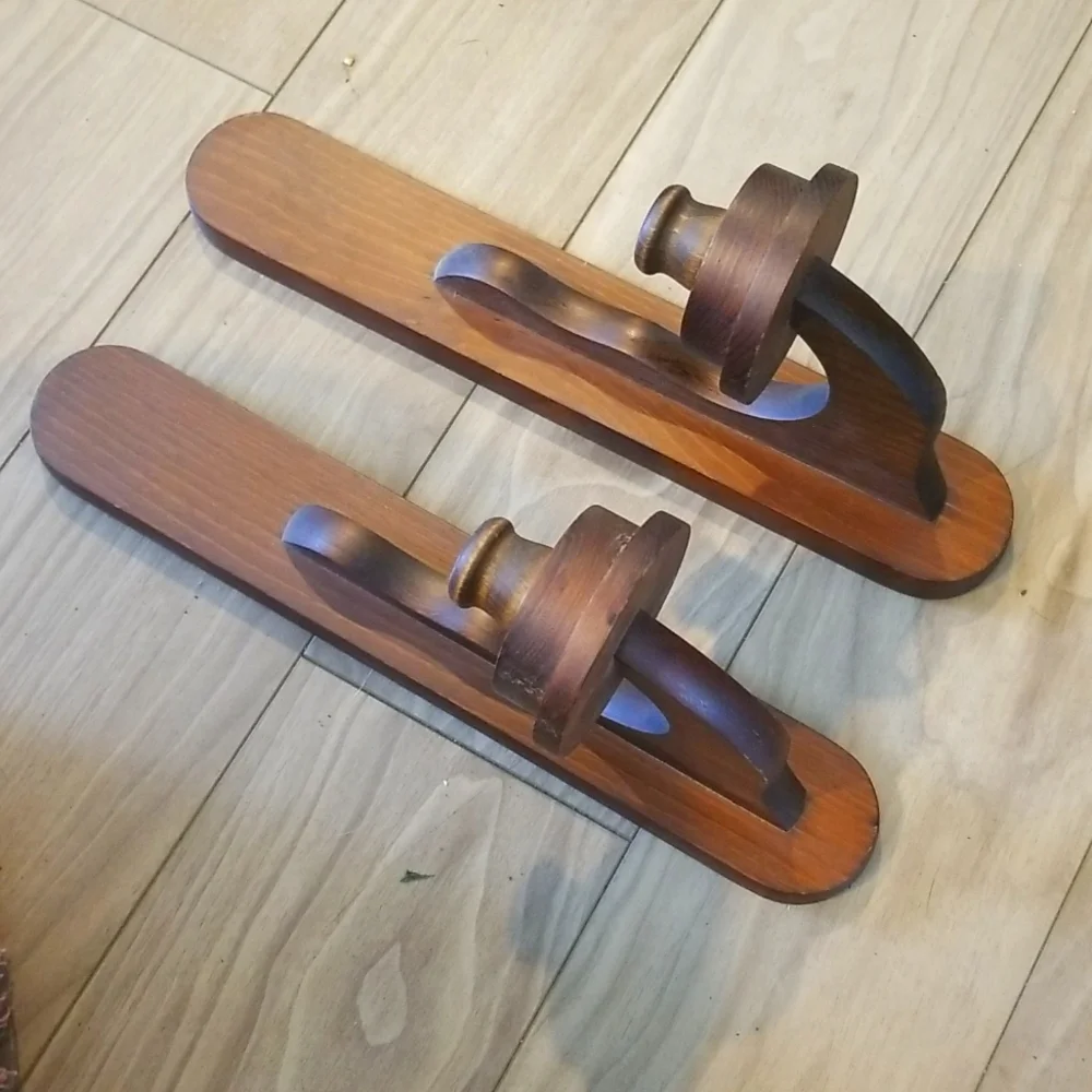 Vintage MCM Wood Wall Candle Holder Sconces Votive Cups